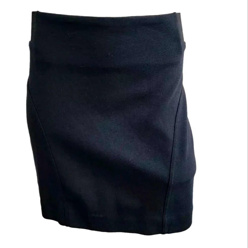 Michael Kors Mini Skirt Womens 6 Black Solid Seamed Elastic Waist Exposed‎ Zip